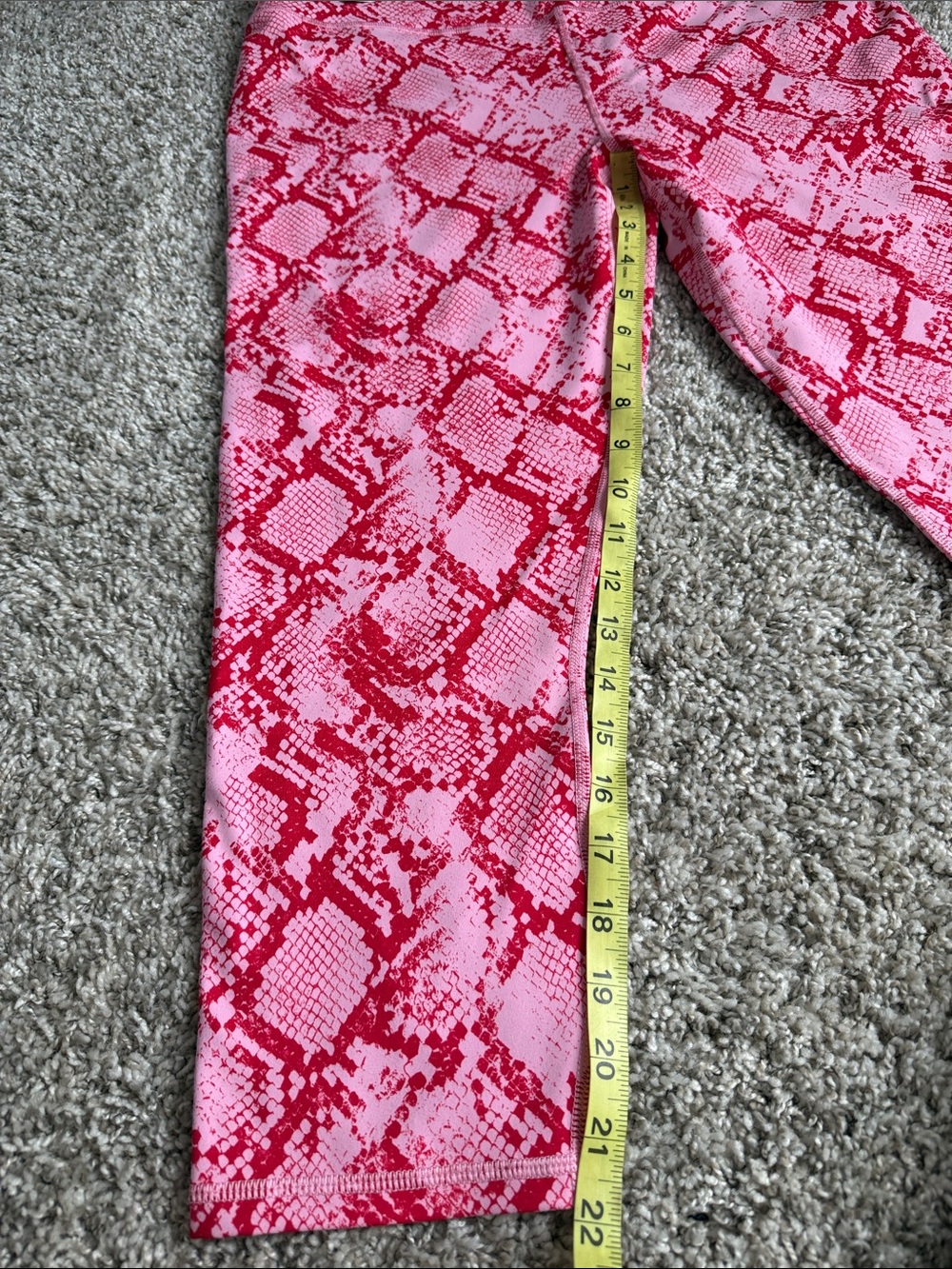 Fabletics Pink and Red Snake-Print Active Leggings - Picture 4 of 5